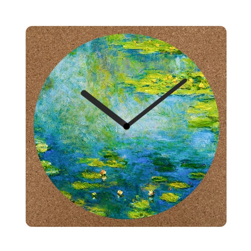 출시특가]고화질 메탈 포토 시계 천연코르크 세계 명화 벽시계 ☆사각 대형☆