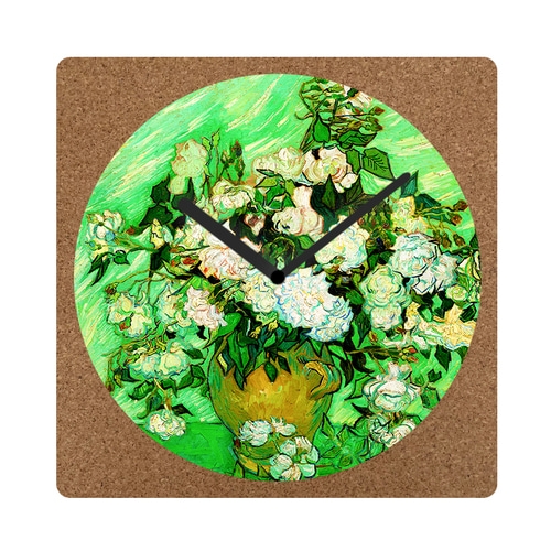 출시특가]고화질 메탈 포토 시계 천연코르크 세계 명화 벽시계 ☆사각 대형☆