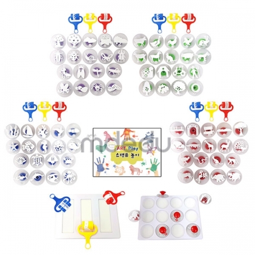 edx 펀아트 스탬프 4종 베이직세트 (스탬프72p+롤러12개+패드4개+활용북) 공룡 농장 해양 정글