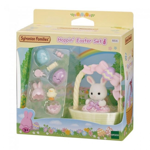 실바니안 눈꽃 토끼 파스텔 바구니