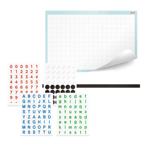 자석이 붙는 격자 화이트 보드 & 놀이자석 4종 세트