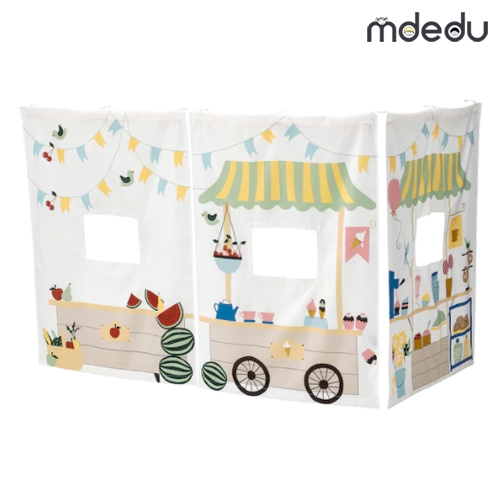 시장놀이 패턴 침대 커튼 KURA