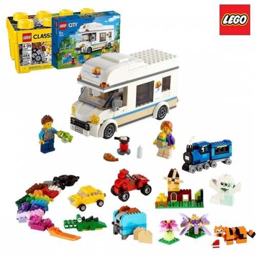 레고 클래식&크리에이터 행복한 가족 캠핑카세트 60283, 10696