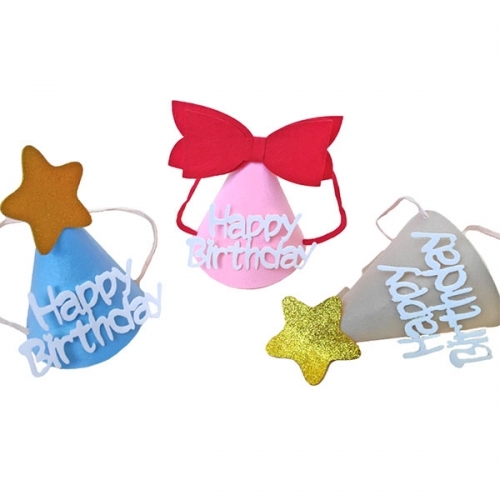 생일 고깔 모자 펠트 5개세트 (색상랜덤)