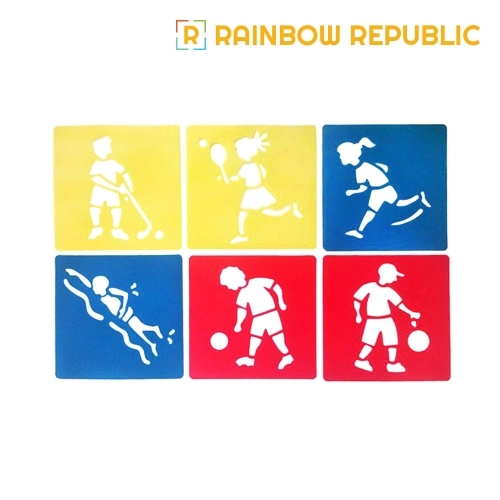 레인보우리퍼블릭 소형 스텐실판 6종 세트 (스포츠)