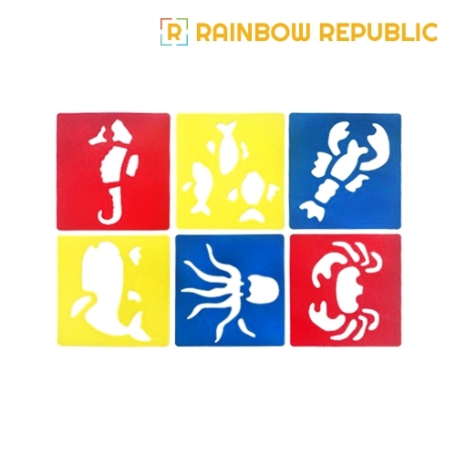 레인보우리퍼블릭 소형 스텐실판 6종 세트 (바다)