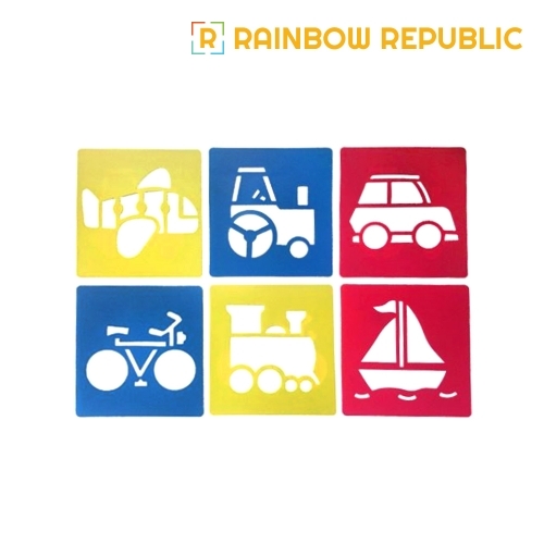 레인보우리퍼블릭 소형 스텐실판 6종 세트 (교통2)