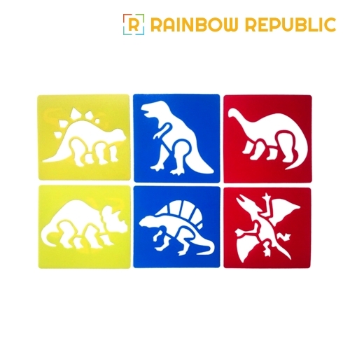 레인보우리퍼블릭 소형 스텐실판 6종 세트(공룡)