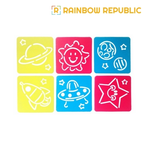 레인보우리퍼블릭 소형 스텐실판 6종 세트(우주)