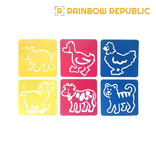 레인보우리퍼블릭 소형 스텐실판 6종 세트(동물)