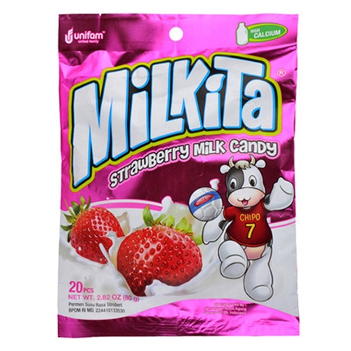 유니캔 밀키타 스트로베리 밀크 캔디 사탕 80g