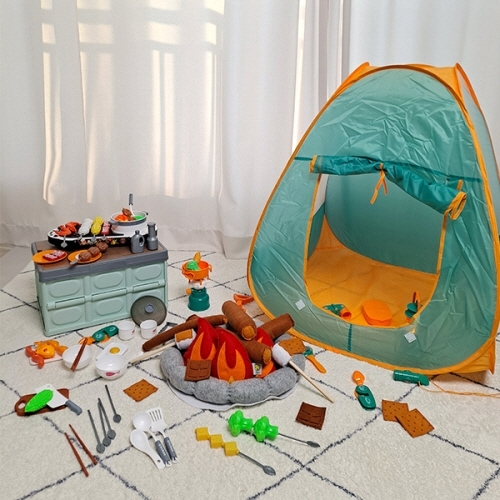 [캠핑놀이 종합 풀세트] 캠핑 용품 텐트&모닥불 불멍 놀이&바비큐놀이세트&폴딩박스 (와이어전구 추가 증정)