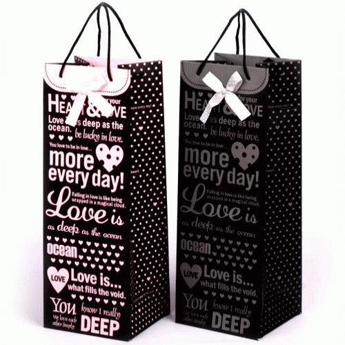 리본장식 직사각쇼핑백(와인쇼핑백)