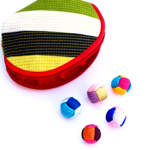 수공예 색동실공기와 전통지갑세트(공기놀이)