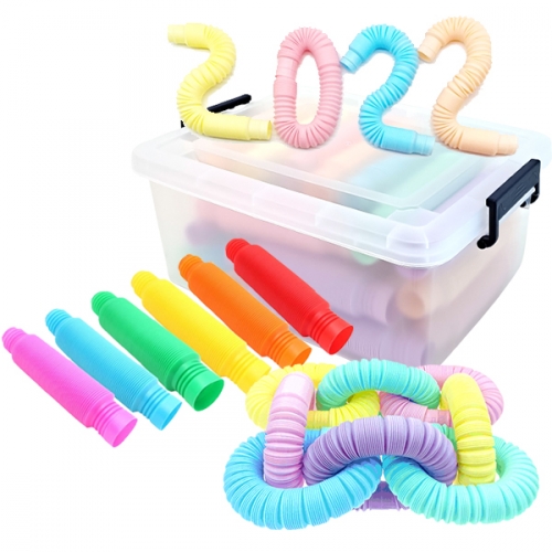 소프트 팝튜브 구불이 튜브 블록 대형 칼라&파스텔 60p