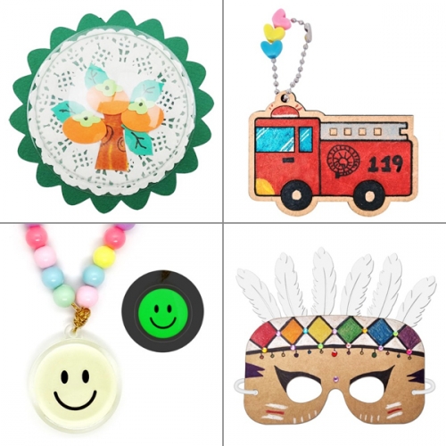 [아이꿈만들기] 11월 만들기B / 감나무 소방차 스마일안전목걸이 인디언가면