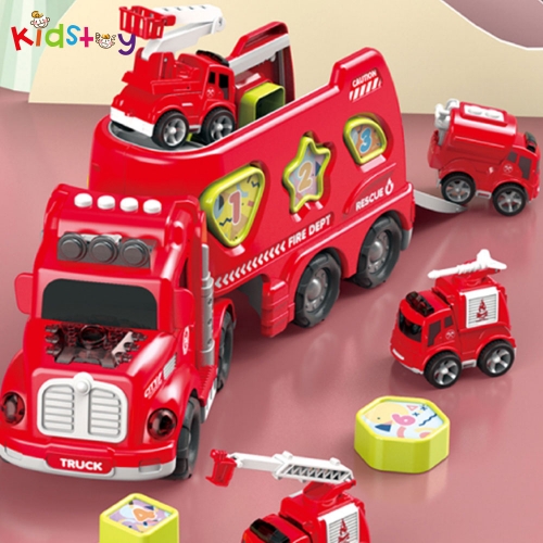 [개별박스포장] 건전지 작동 연기나는 소방차 놀이 세트