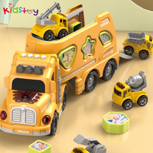 [개별박스포장] 건전지 작동 연기나는 건설트럭 놀이 세트