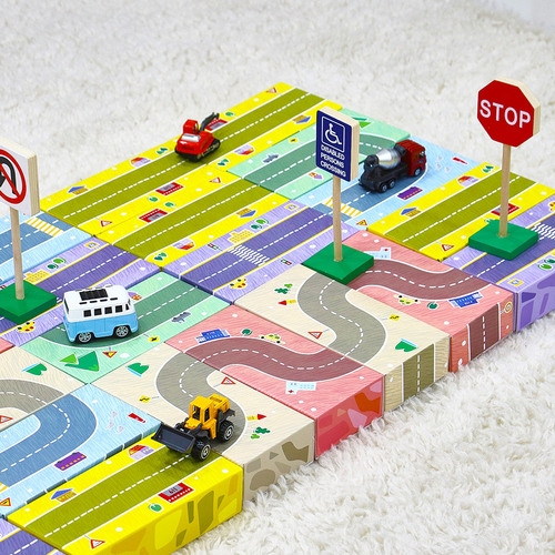 [캐스B]튼튼 종이벽돌블럭 도로30pcs(2337)