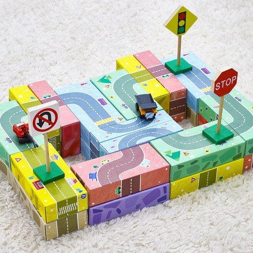 [캐스B]튼튼 종이벽돌블럭 도로30pcs(2337)