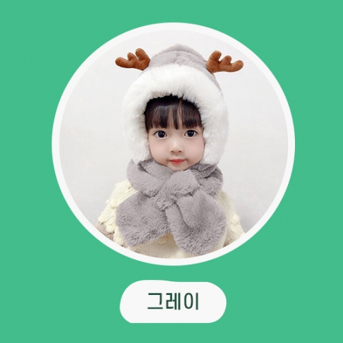 [KC인증] 크리스마스선물 귀여운 애니멀 모자목도리+산타 선물가방 털 겨울 유아 아동