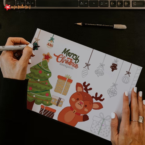 DIY 비치우드 LED 꿈꾸는 램프 무드등 만들기 색칠하기_메리크리스마스 루돌프