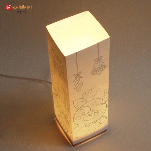 DIY 비치우드 LED 꿈꾸는 램프 무드등 만들기 색칠하기_메리크리스마스 루돌프