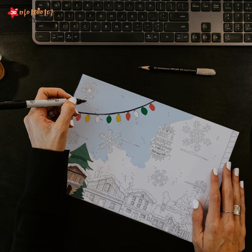 DIY 비치우드 LED 꿈꾸는 램프 무드등 만들기 색칠하기_화이트 크리스마스 설경