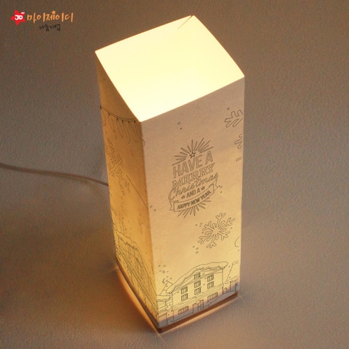 DIY 비치우드 LED 꿈꾸는 램프 무드등 만들기 색칠하기_화이트 크리스마스 설경