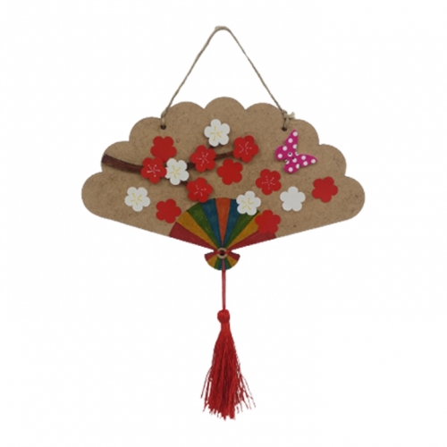 [해피메이크]사군자 우드부채 장식(4종택1)/우리나라 전통