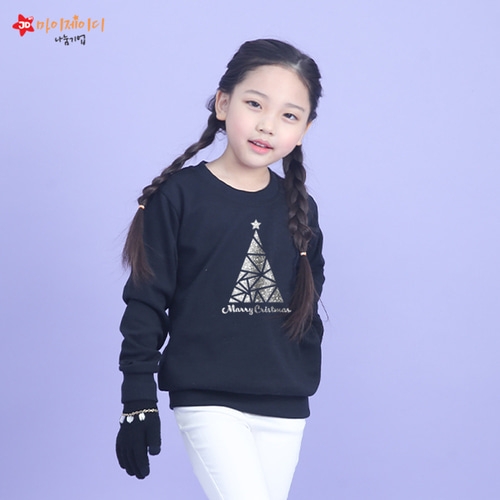 국내산 고급 특양면 맨투맨 긴팔 티셔츠 반짝반짝 글리터아트 메리크리스마스 (아동/성인)