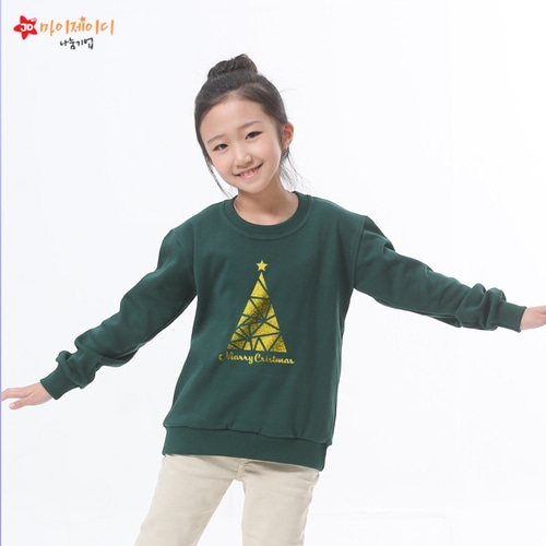 국내산 고급 특양면 맨투맨 긴팔 티셔츠 반짝반짝 글리터아트 메리크리스마스 (아동/성인)