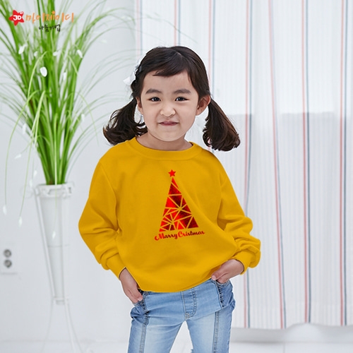 국내산 고급 특양면 맨투맨 긴팔 티셔츠 반짝반짝 글리터아트 메리크리스마스 (아동/성인)