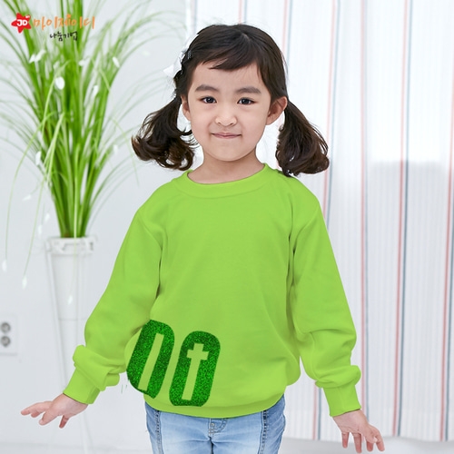 국내산 고급 특양면 맨투맨 긴팔 티셔츠 반짝반짝 글리터아트 항상기도(아동/성인)