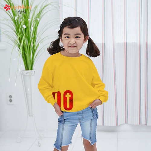 국내산 고급 특양면 맨투맨 긴팔 티셔츠 반짝반짝 글리터아트 항상기도(아동/성인)