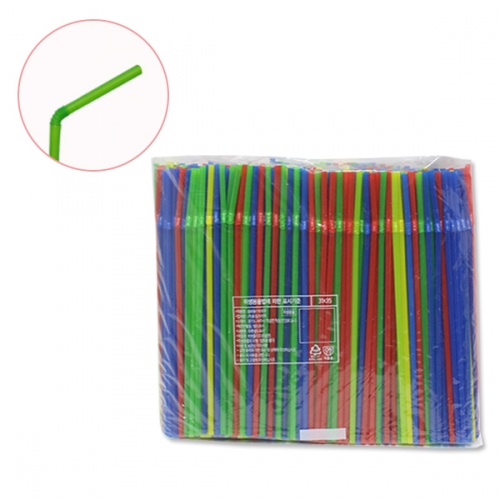 색빨대_일자형 자바라형 혼합색 500개입(5mm)