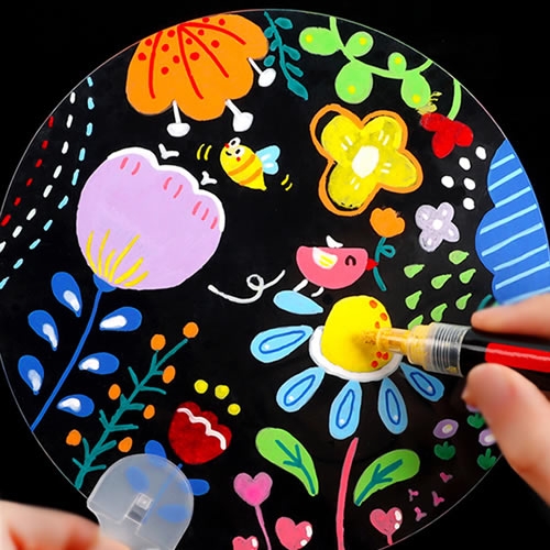 봄꽃 그리기 부채