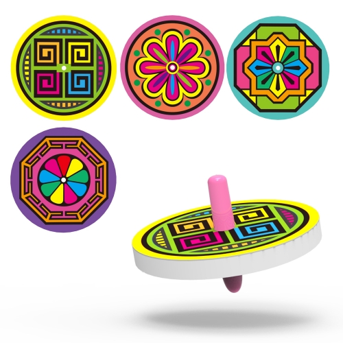 4종 그림 색칠 팽이 만들기 (전통 문양)