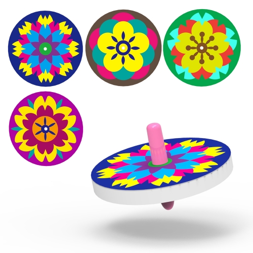 4종 그림 색칠 팽이 만들기 (꽃그림)