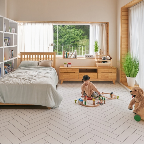 [고급형 PVC+PE 롤매트] 모던헤링본 놀이방매트 - 쉽게 잘라쓰는 셀프 시공 두께 1.5cm 롤매트