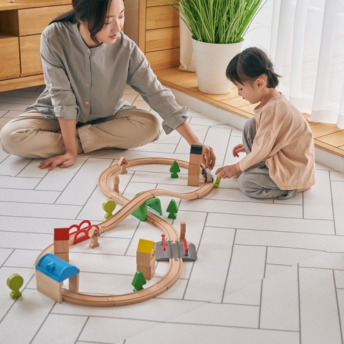 [고급형 PVC+PE 롤매트] 모던헤링본 놀이방매트 - 쉽게 잘라쓰는 셀프 시공 두께 1.5cm 롤매트