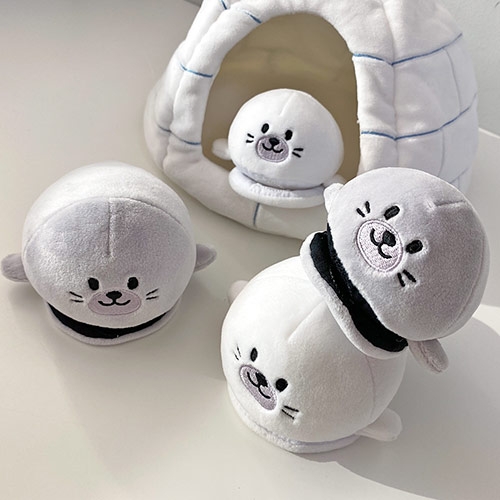 차이의 도담 놀이 바다표범 가족 애착 말놀이 말랑 모찌 인형 세트