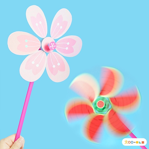 차이의 놀이 가을 다람쥐 바람개비 / 수박 바람개비 / 벚꽃 바람개비 / 세계 랜드마크 바람개비 / 우주 행성 바람개비 / 동물 환경보호 바람개비 (1인용, 날개 종이 재질)