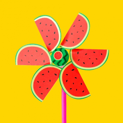 차이의 놀이 가을 다람쥐 바람개비 / 수박 바람개비 / 벚꽃 바람개비 / 세계 랜드마크 바람개비 / 우주 행성 바람개비 / 동물 환경보호 바람개비 (1인용, 날개 종이 재질)