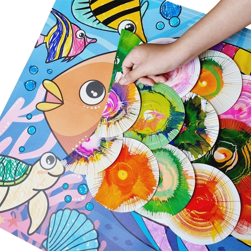 아티바바 스핀아트로 여름만들기ㅣ환경구성 여름미술활동 물감놀이 색칠 도안