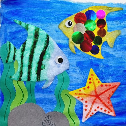 아티바바 스포이드로 여름만들기ㅣ환경구성ㅣ물감놀이 물고기 도안 불가사리 색칠공부 여름미술