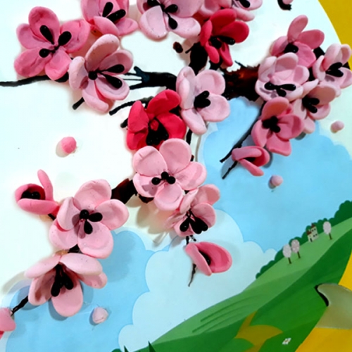 [탑키드] 만들기 클레이 매화 봄꽃 원형 액자 (5인용)