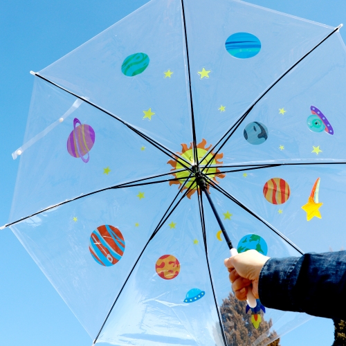 메이크문구 M153 스티커우산꾸미기 투명 우주