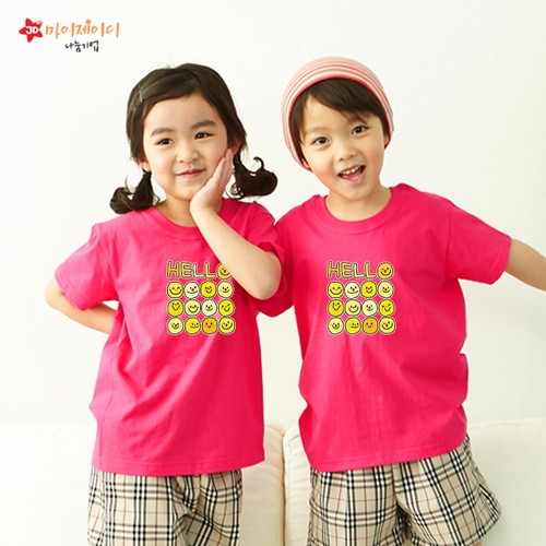 국내산 순면 아트 티셔츠 반팔 _ 온세상 친구들 _ 헬로헬로