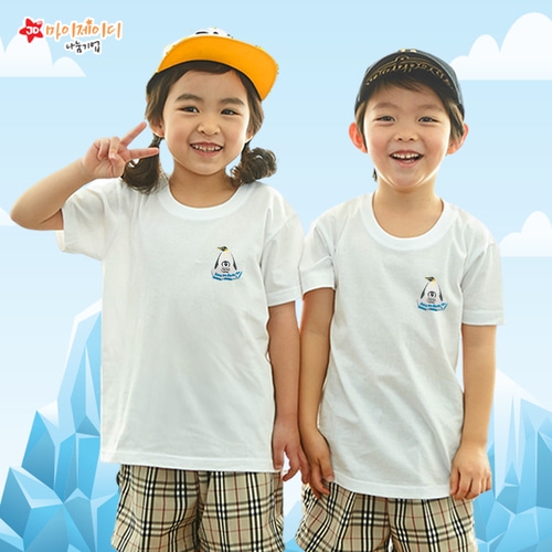 [환경사랑특집]국내산 순면 아트 티셔츠 반팔 _ 고급와펜자수 _ 펭귄을 구해줘